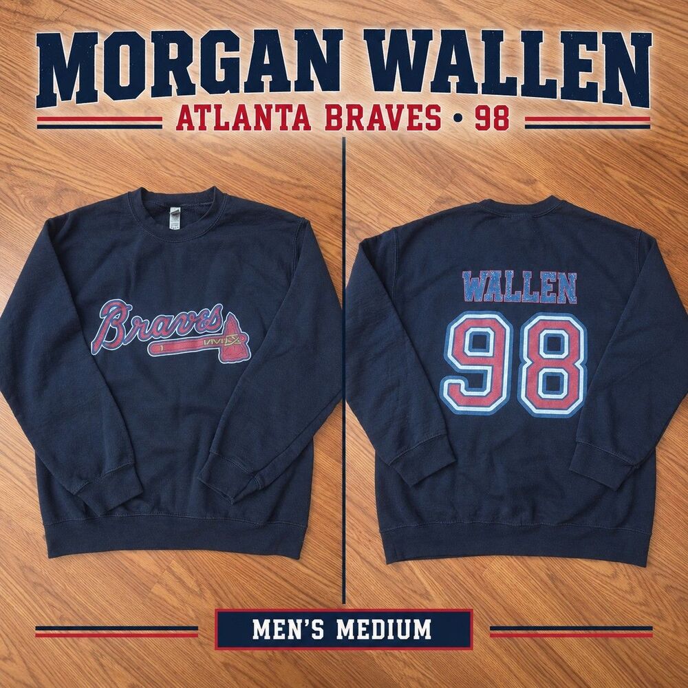 Morgan Wallen Atlanta Braves 98 Crewneck Sweatshirt Men's Medium Gildan